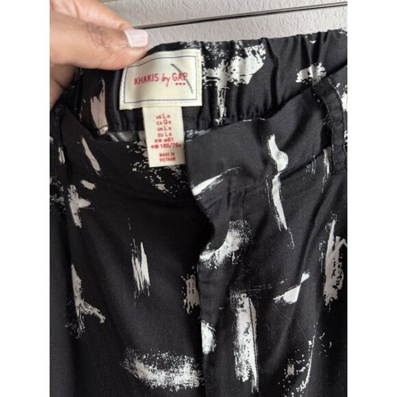 Khakis by GAP Women’s‎ Black White Lightweight Printed Pleated Pants Large NEW - Picture 3 of 12